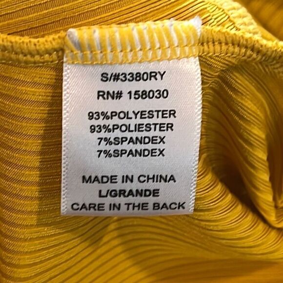 Love Tree Surplice Yellow Ribbed Bodysuit Large - Picture 5 of 5